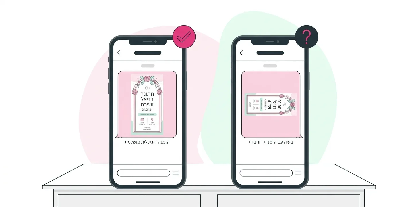 השוואה בין הזמנה דיגיטלית בפורמט אנכי לפורמט רוחבי בטלפון